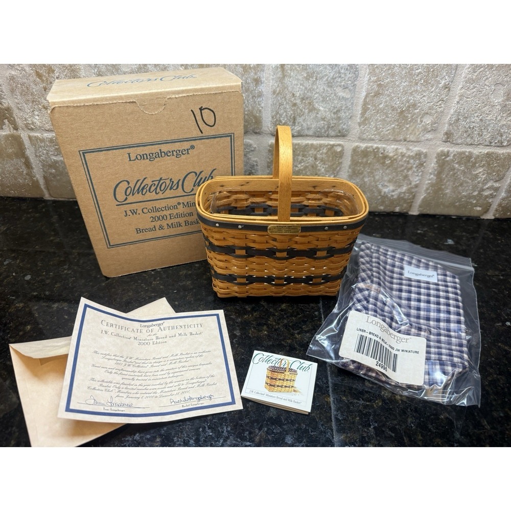 NEW Longaberger‎ JW Collection 2000 Mini Bread & Milk Basket Protector & Liner